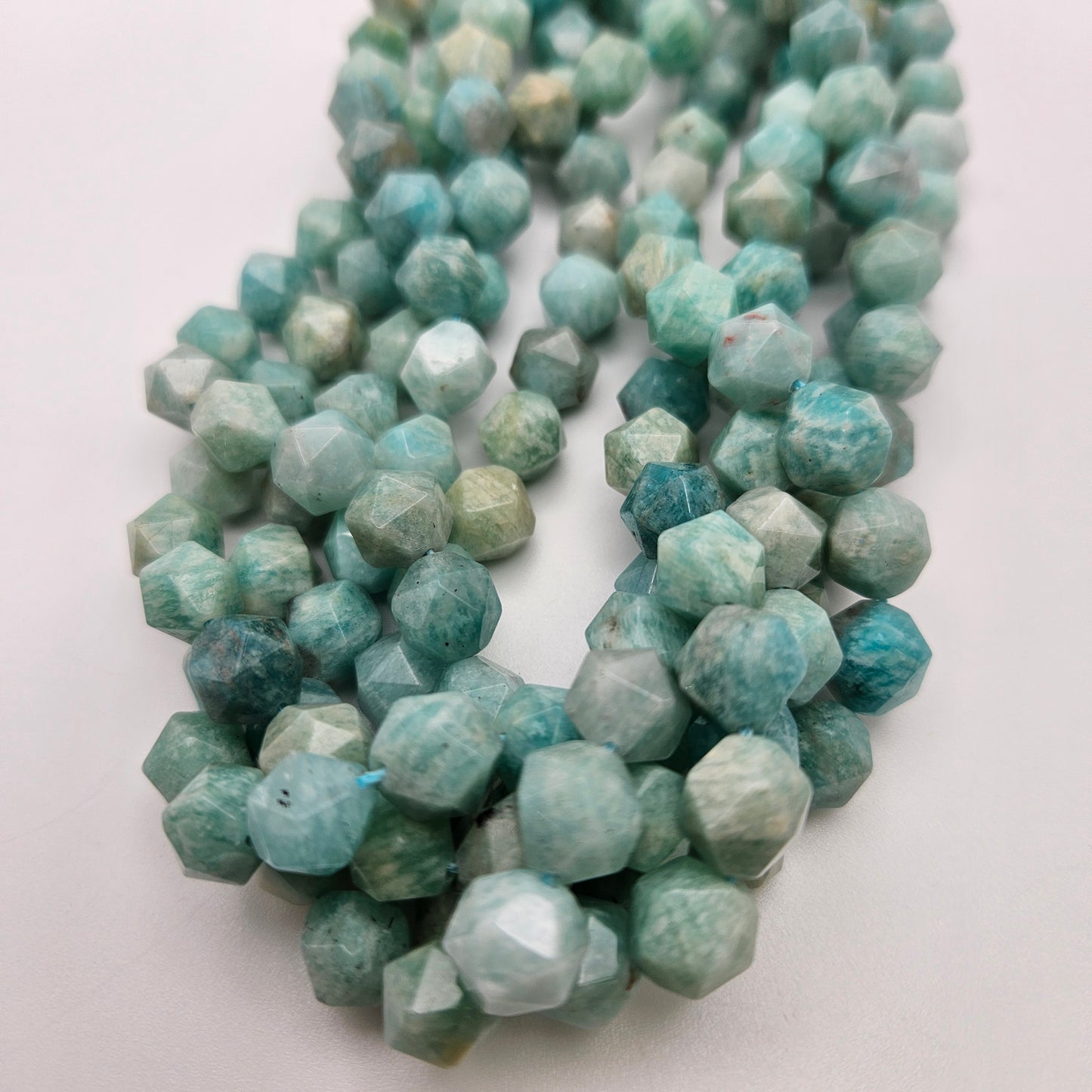 10mm Amazonite Fancy Cut Faceted Beads.