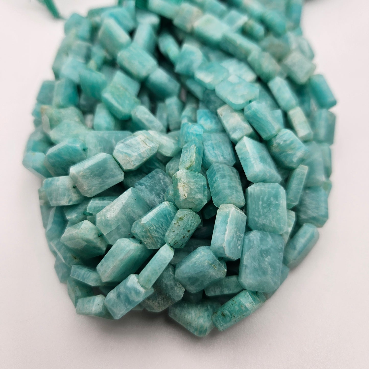 10mm Amazonite Square Faceted Beads.