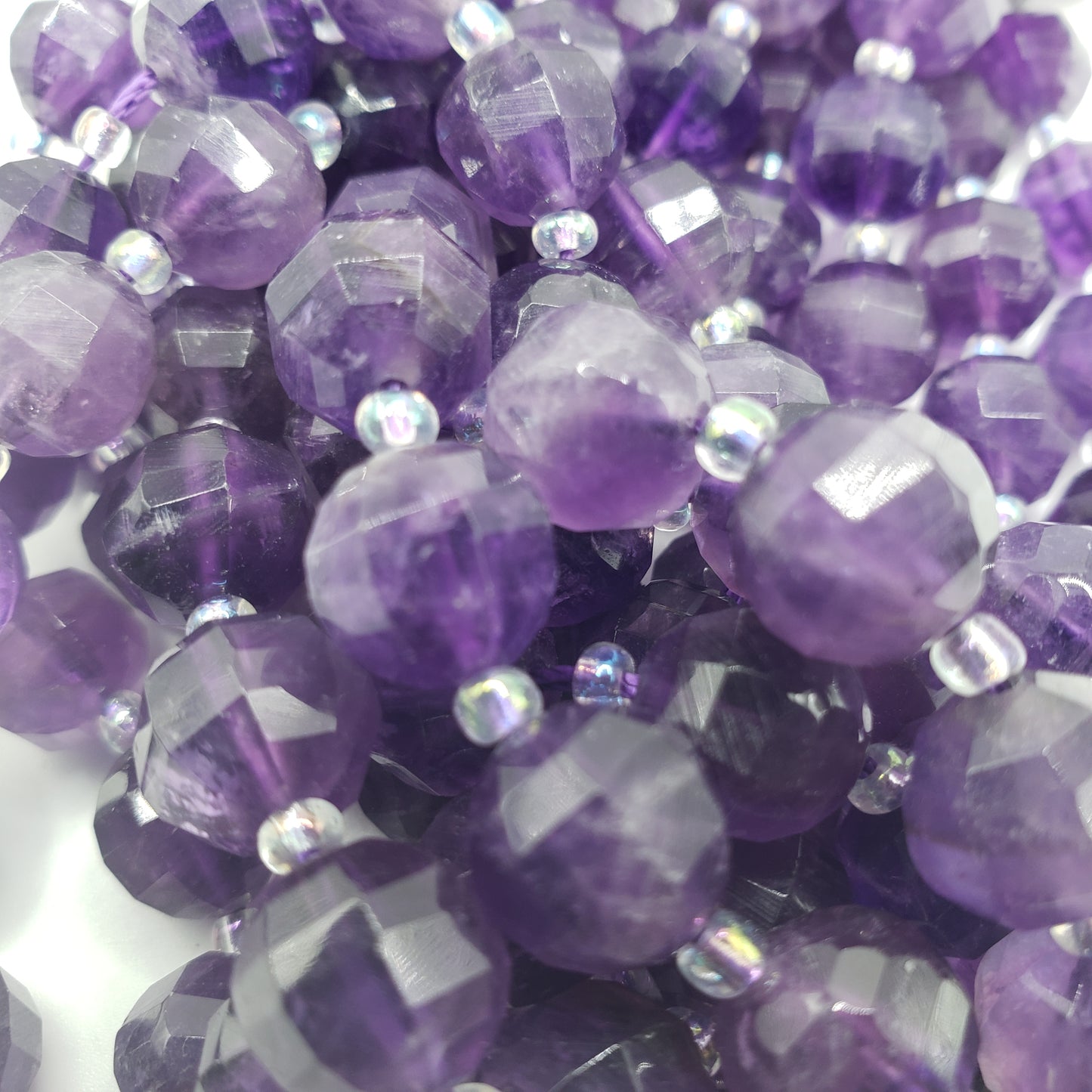 10mm Amethyst Faceted Bead Strand.