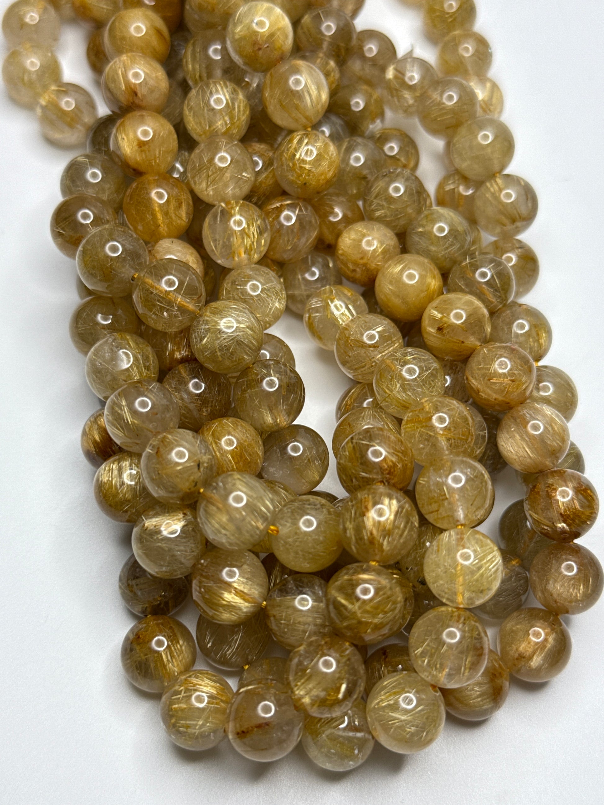 10mm Golden Rutilated Round Smooth.