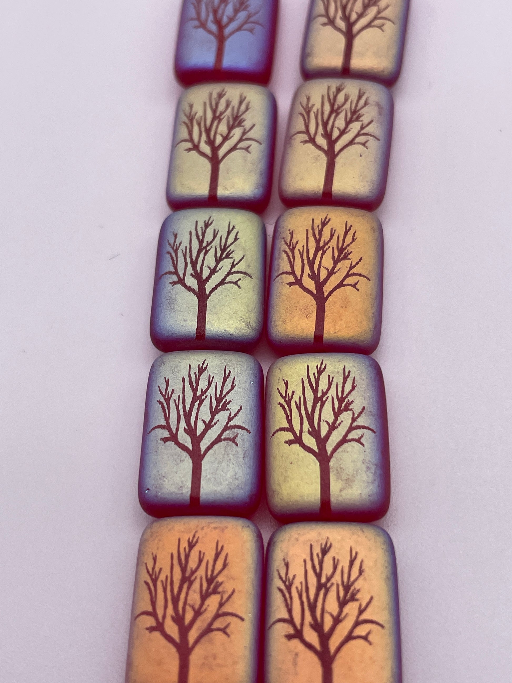 10 By 15mm Red Tree Czech Bead Strand.