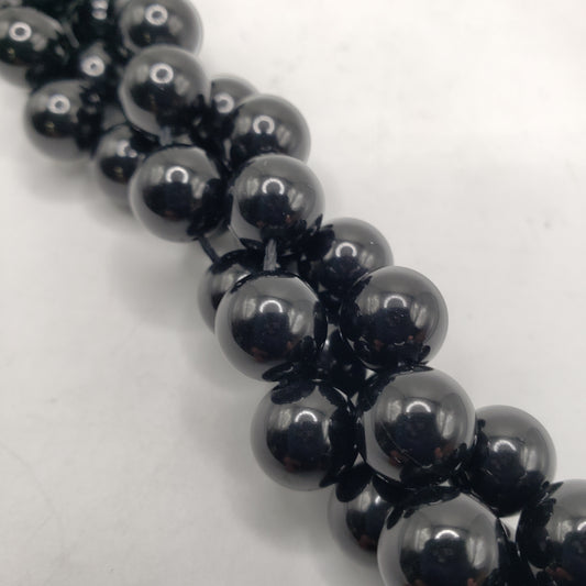 10mm Round Black Spinel Bead Strand.