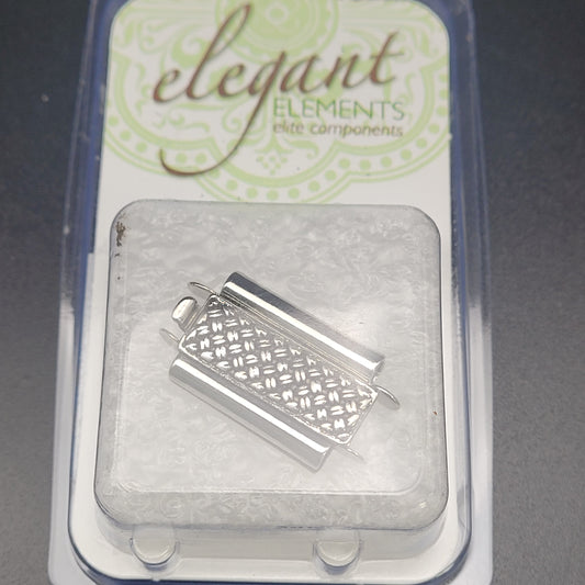 10MM X 18MM ANTIQUE SILVER BEADSLIDE BOX CLASP CROSS HATCH PATTERN.