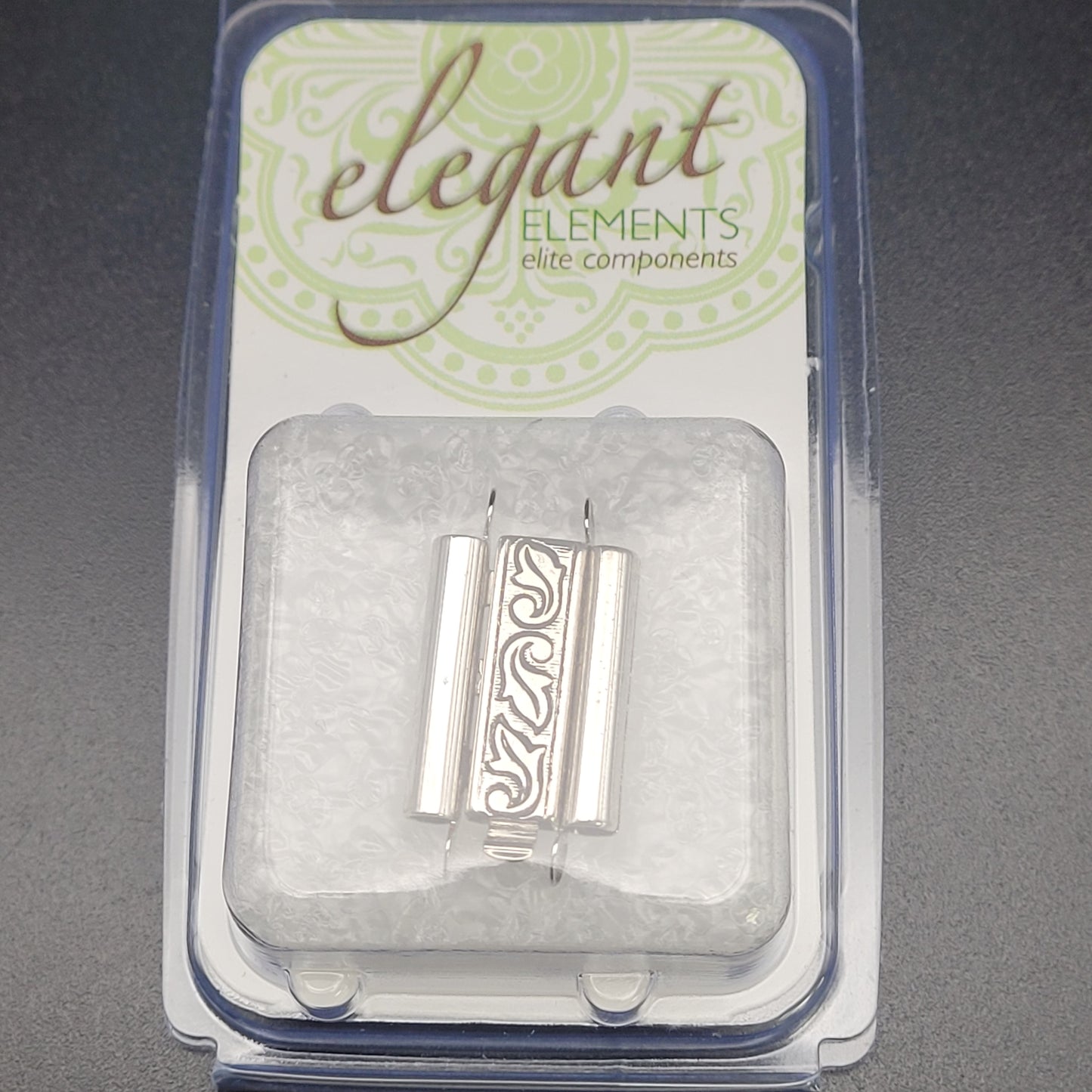 10MM X 18MM ANTIQUE SILVER BEADSLIDE BOX CLASP SWIRL DESIGN.