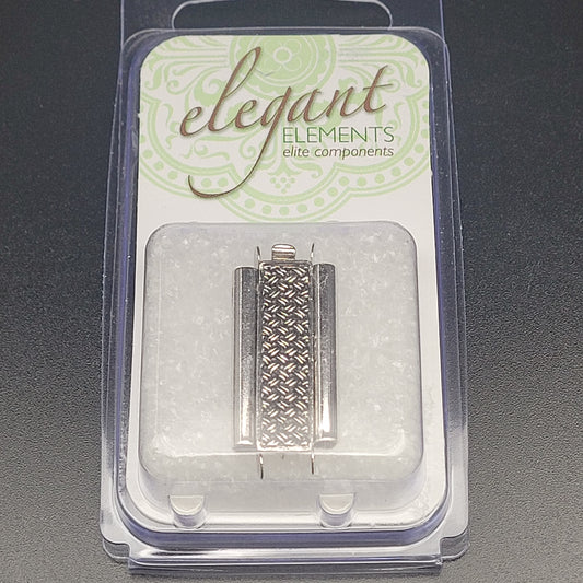 10MM X 24MM ANTIQUE SILVER COLOR BEADSLIDE BOX CLASP CROSS HATCH PATTERN.