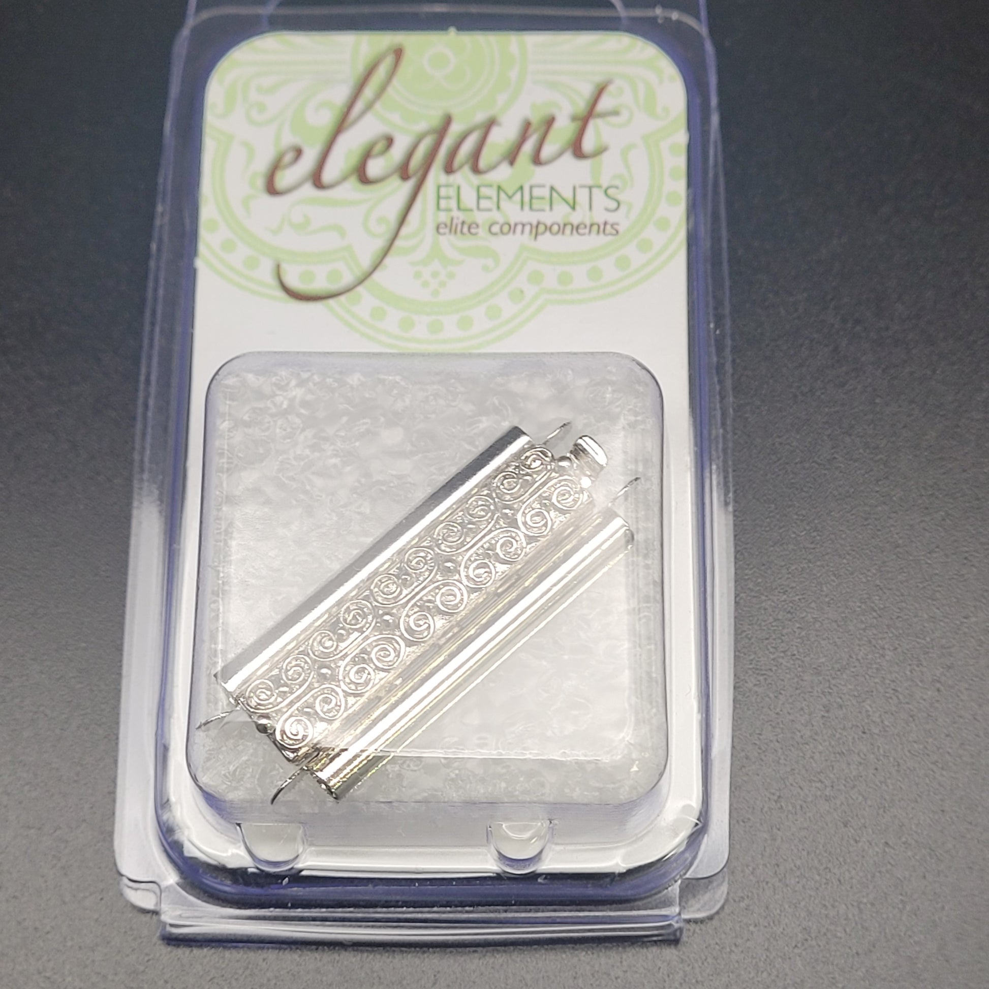 10MM X 29MM  BEADSLIDE BOX CLASP SQUIGGLE DESIGN SILVER COLOR.