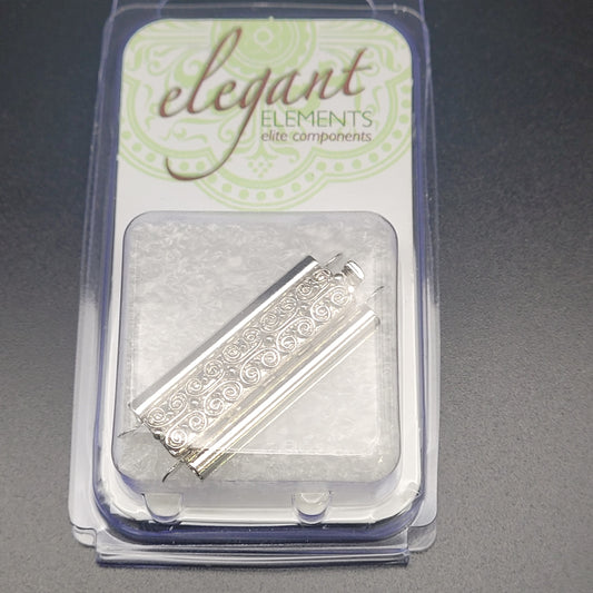 10MM X 29MM  BEADSLIDE BOX CLASP SQUIGGLE DESIGN SILVER COLOR.