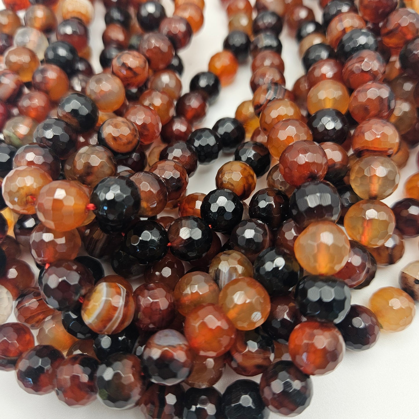 10mm Antique Agate Faceted Bead Strand.