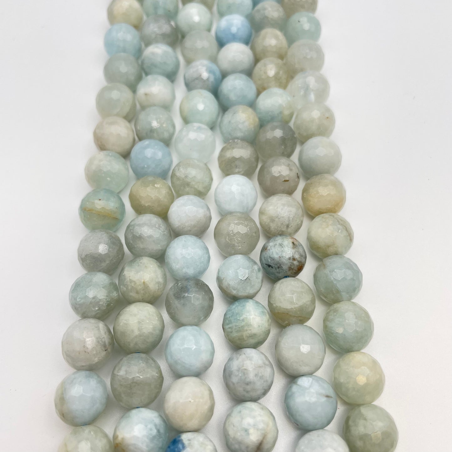 10mm Aquamarine Round Faceted Strand.