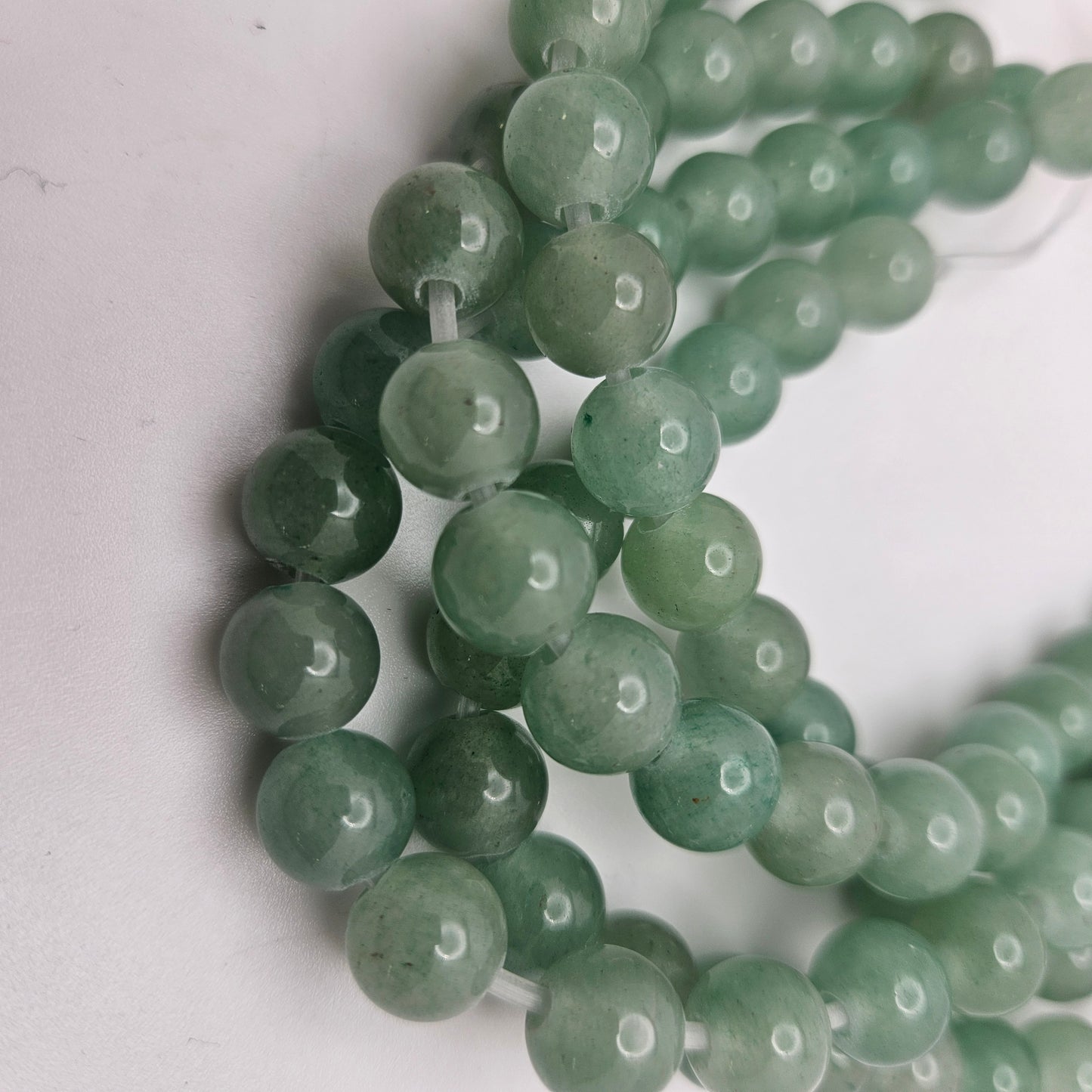 10mm Aventurine Large Hole Round Bead Strand.