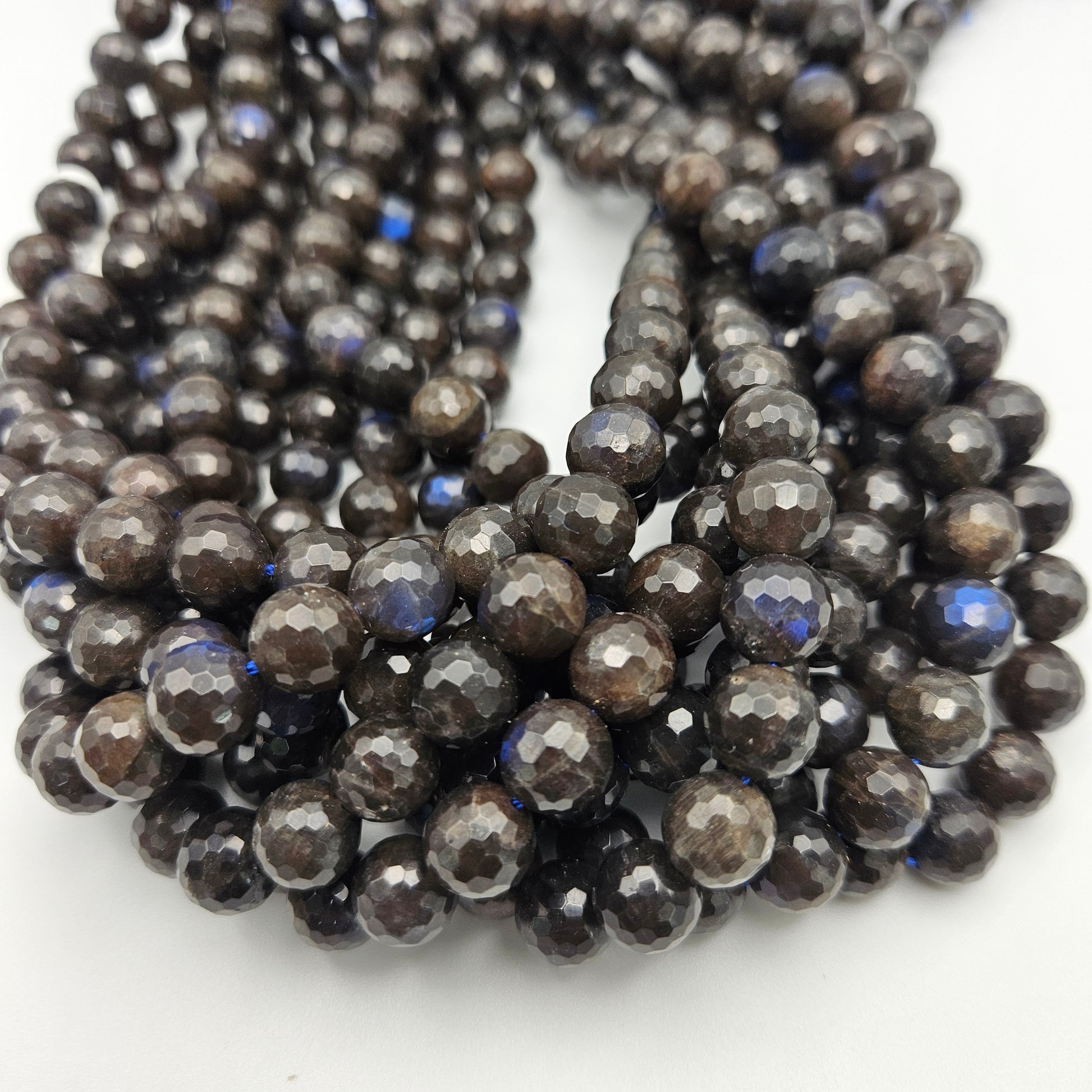 10mm Black Labradorite Round Faceted.
