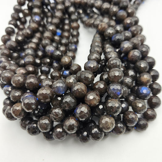 10mm Black Labradorite Round Faceted.