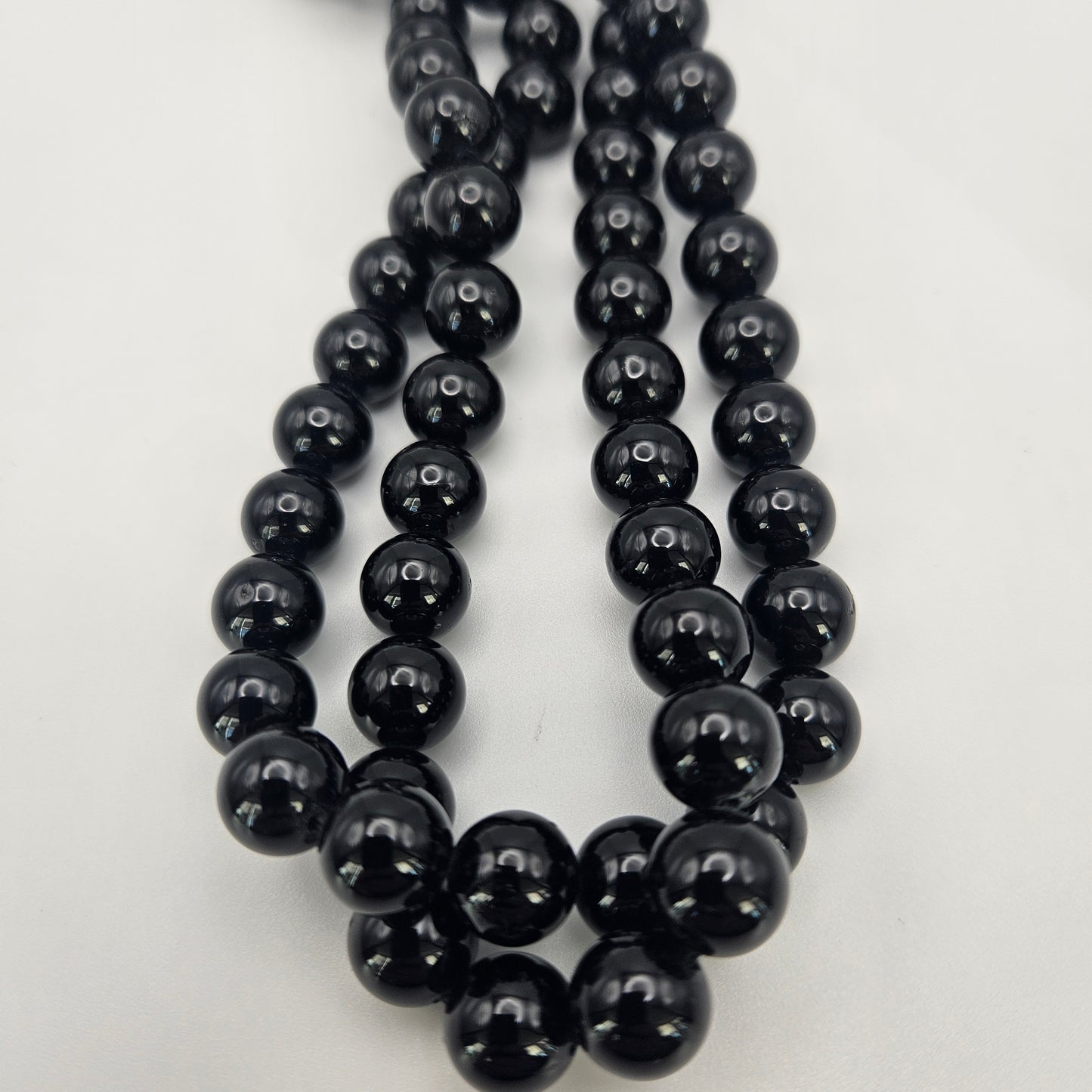 10mm Black Tourmaline Round Bead Strand.