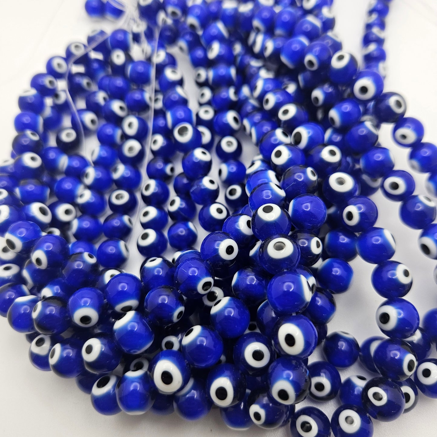 10mm Blue Evil Eye Bead Strand.