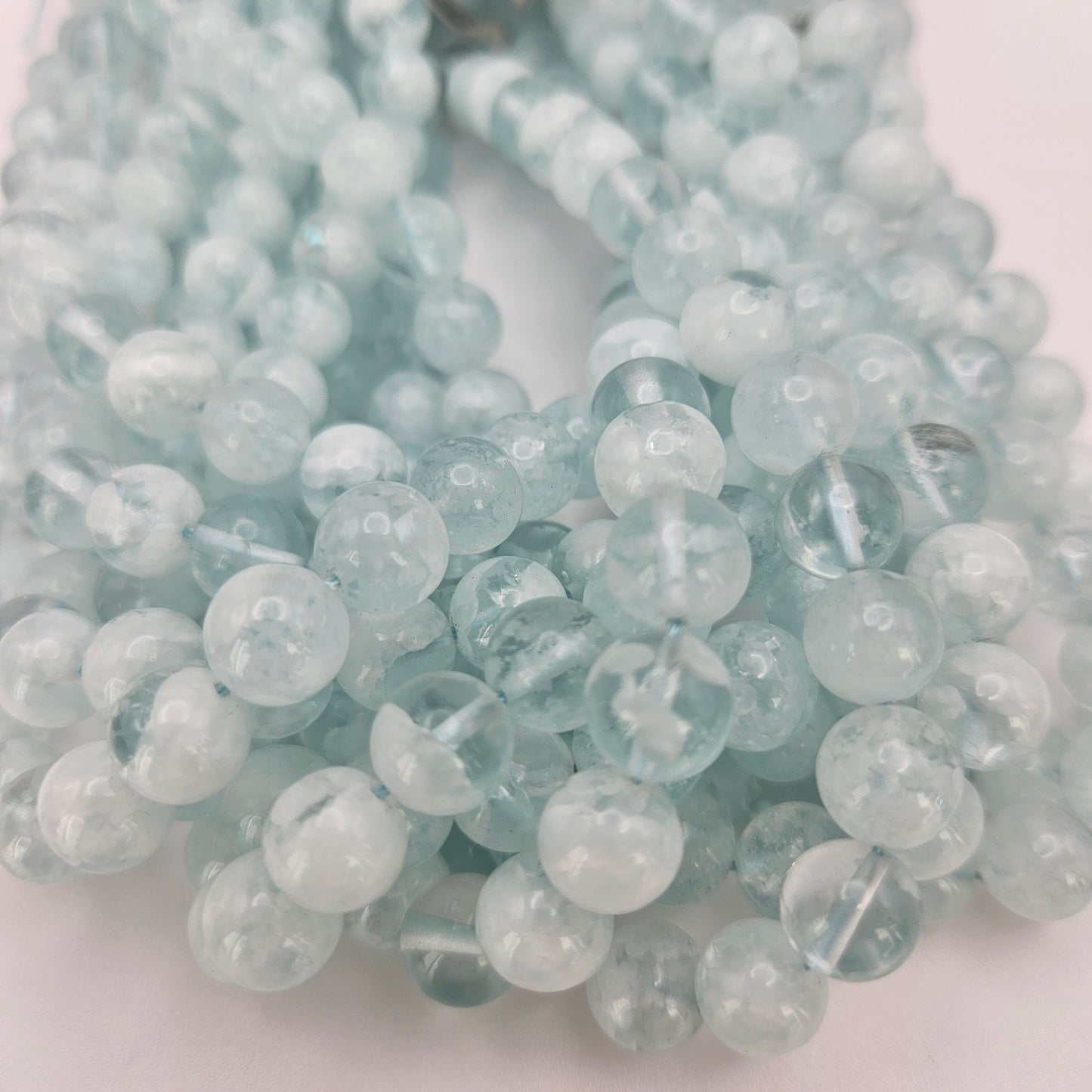 10mm Blue Quartz Round Bead Strand.