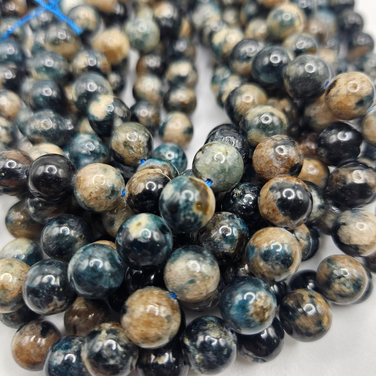 10mm Blue Tourmaline Round Bead Strand.