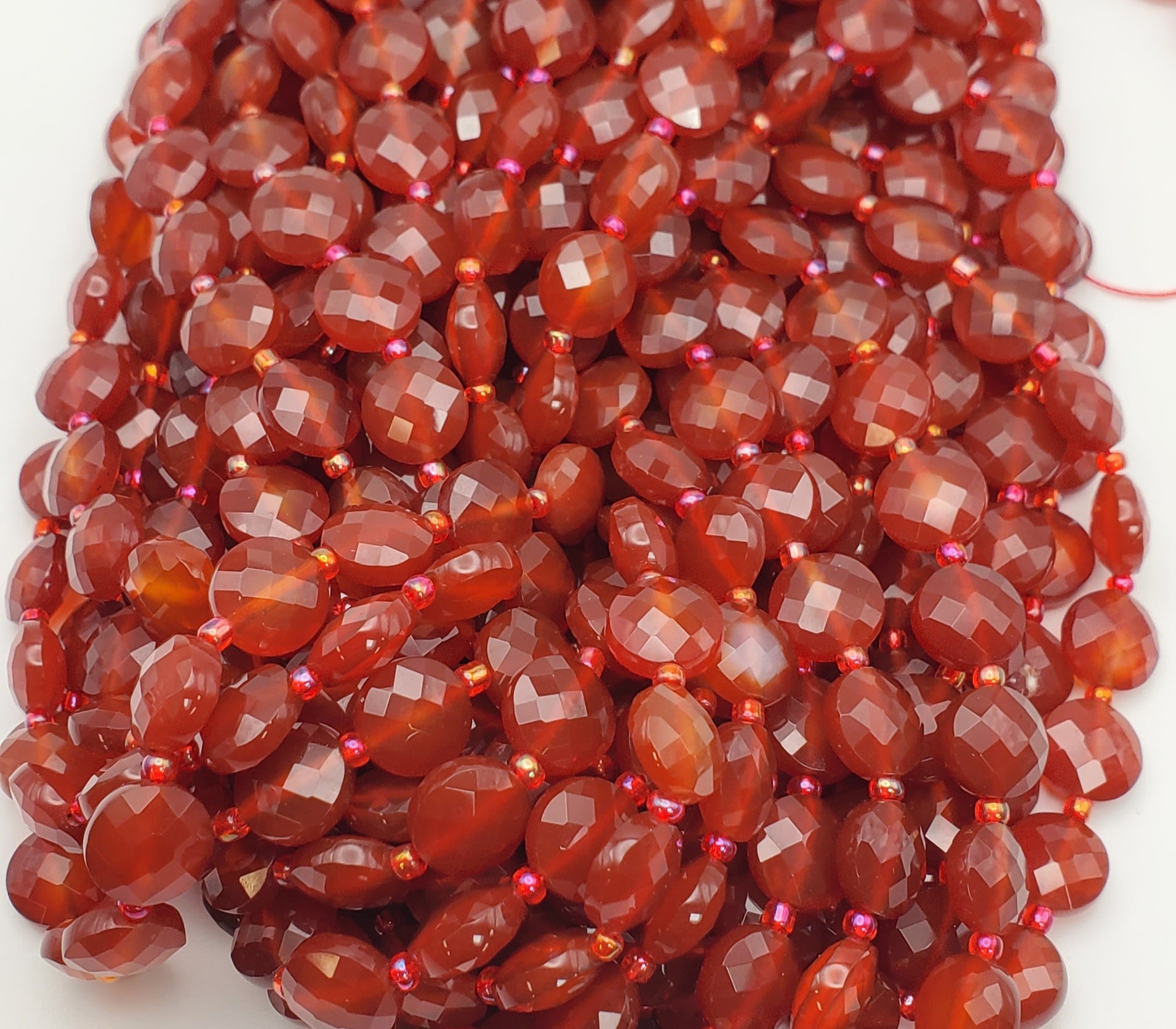 10mm Carnelian Coin Faceted.