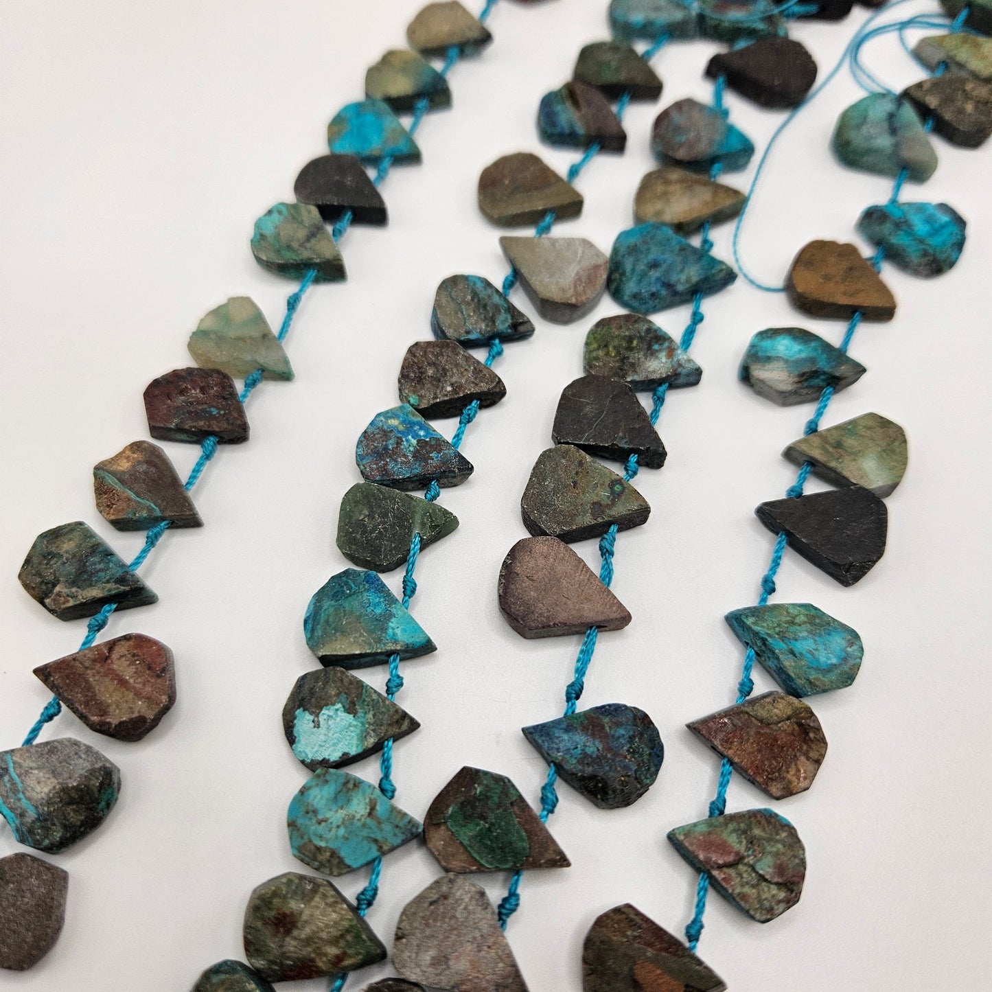 10mm Chrysocolla Teardrop Bead Strand.