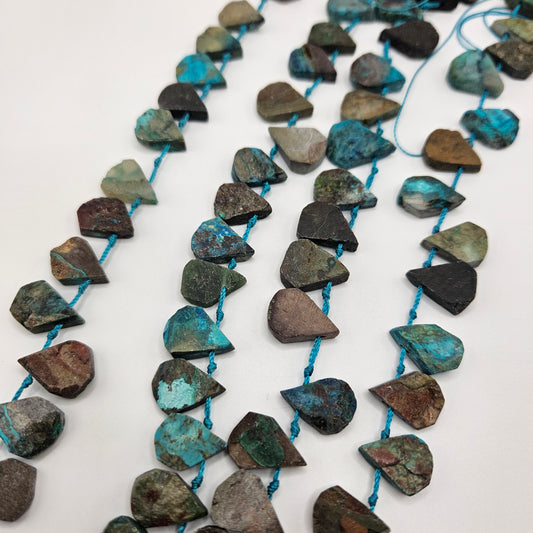 10mm Chrysocolla Teardrop Bead Strand.