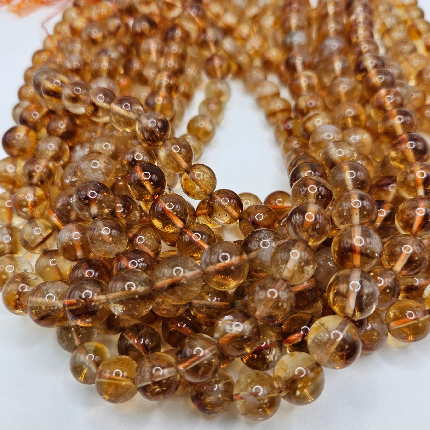 10mm Citrine Round Bead Strand.