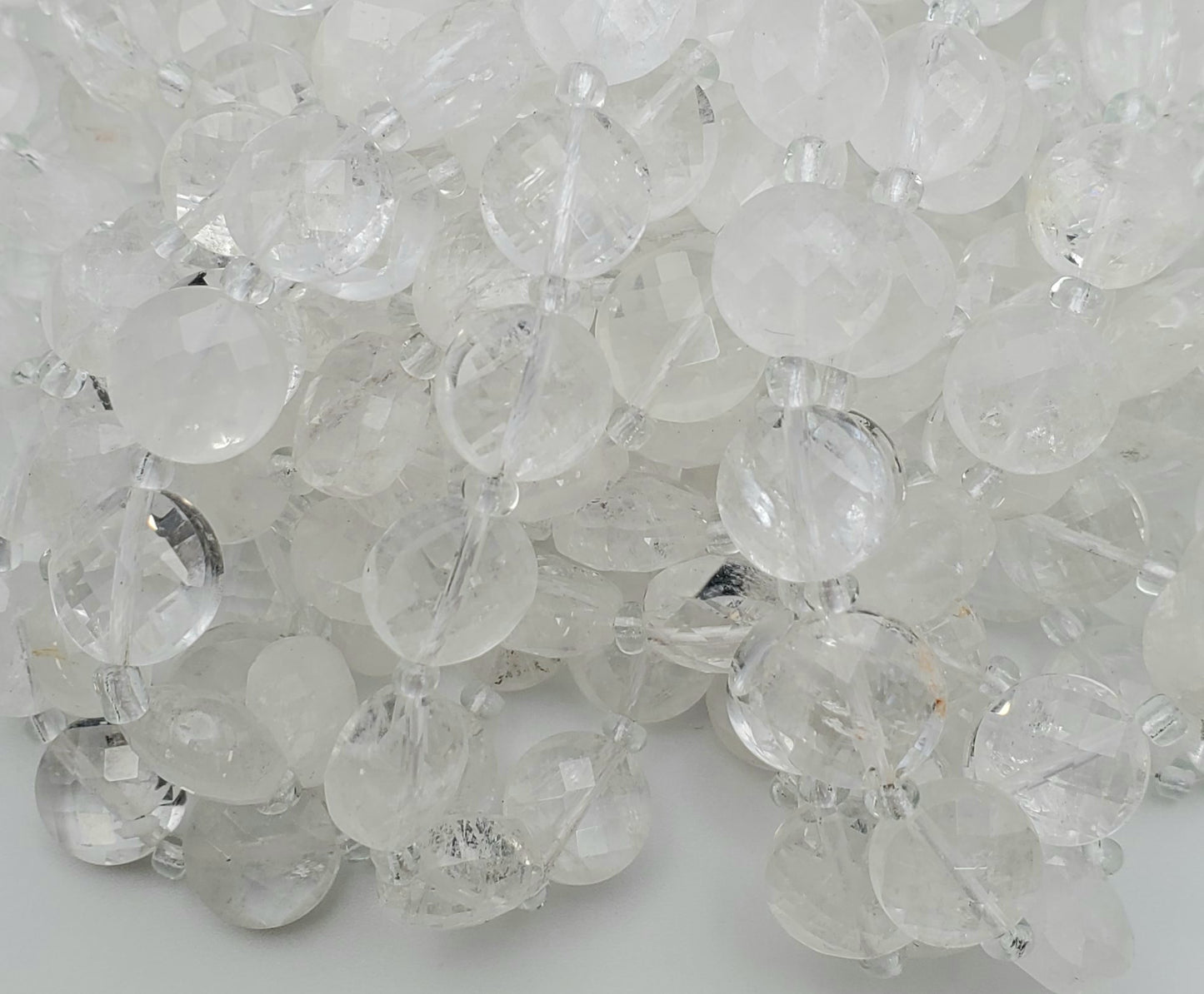 10mm Clear Quartz Coin Faceted.