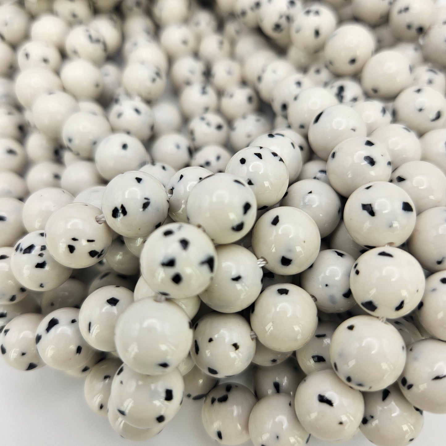 10mm Dalmatian Jade Bead Strand.
