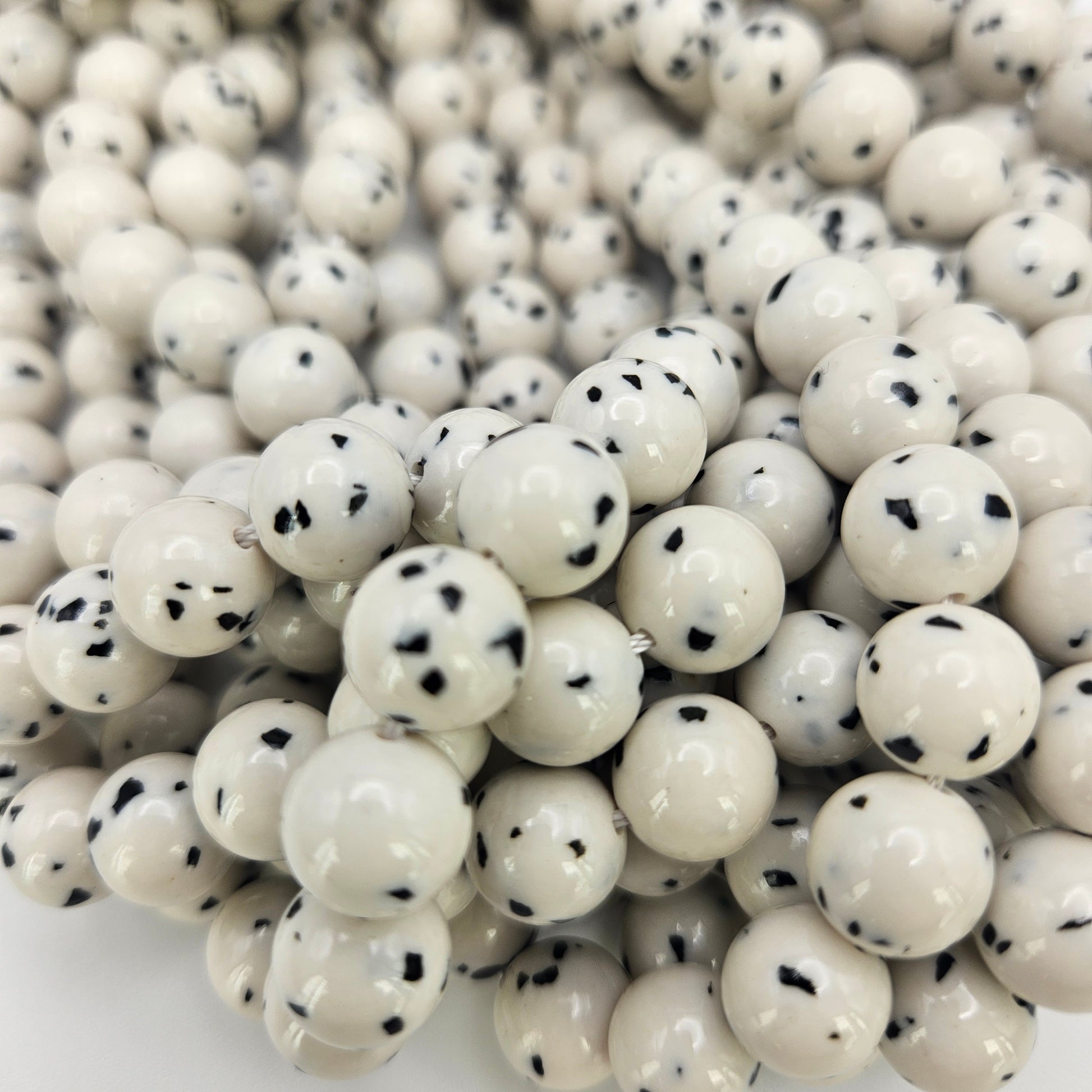 10mm Dalmatian Jade Bead Strand.