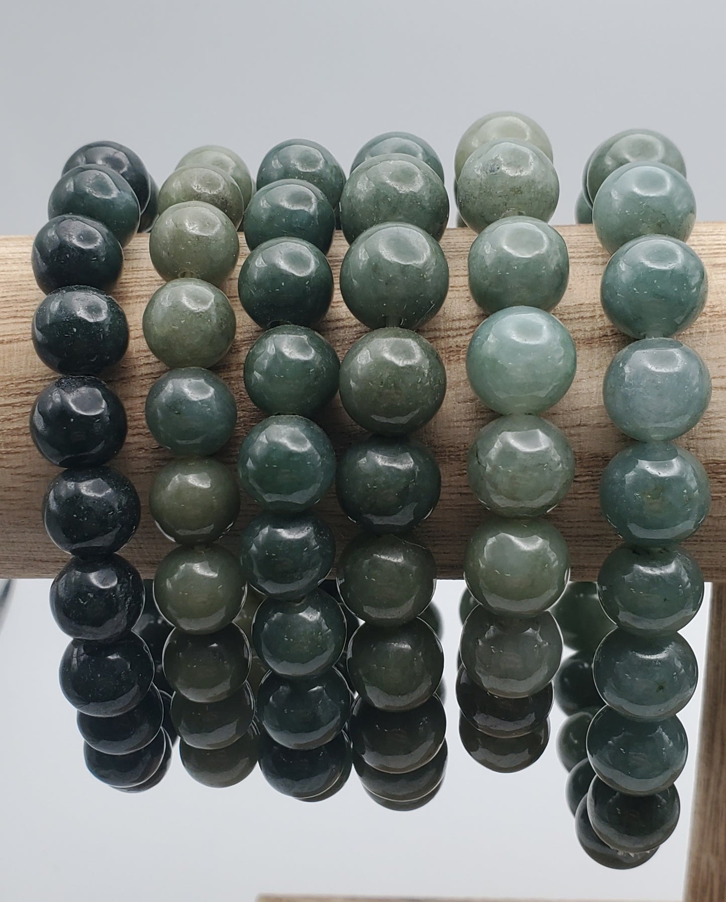 10mm Dark Green Jade Bracelet.