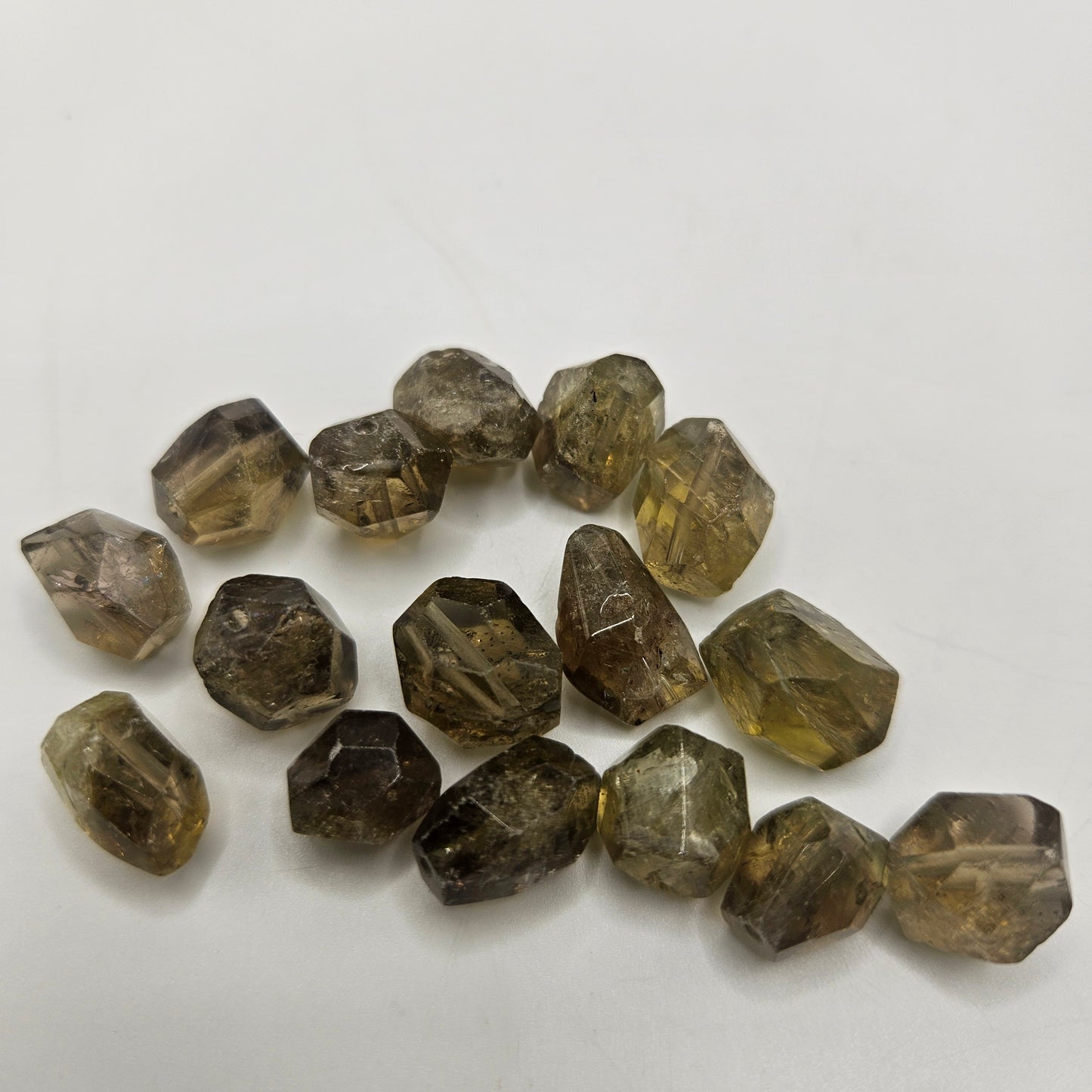 10mm Faceted Lemon Quartz Chunk Single Bead.