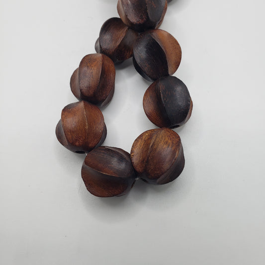 10mm Funky Round Brown Wood Beads.