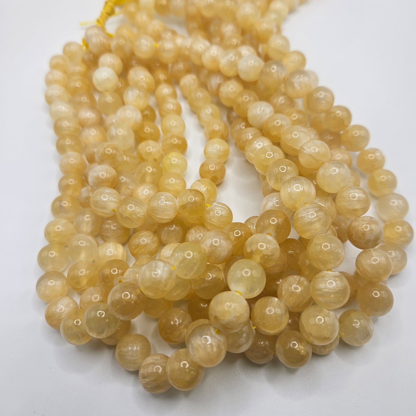 10mm Golden Lepidolite Round Bead Strand.