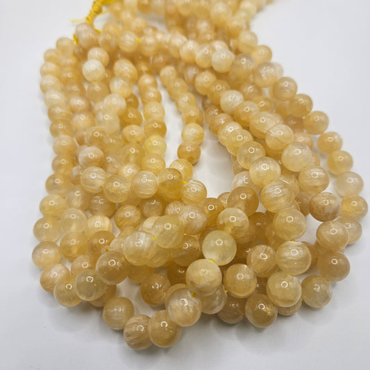 10mm Golden Lepidolite Round Bead Strand.