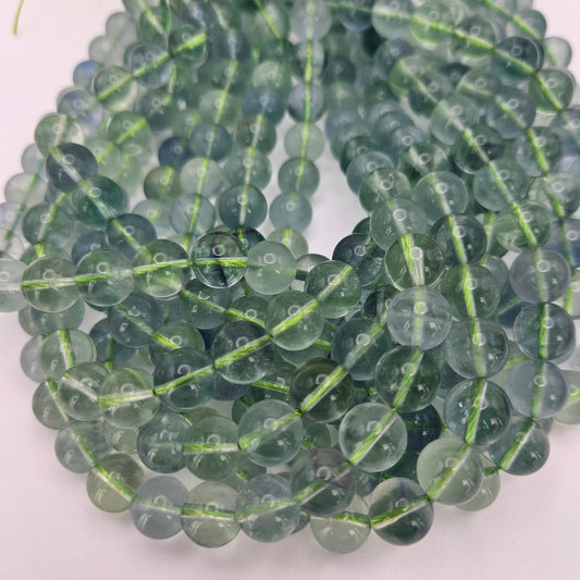 10mm Green Fluorite Bead Strand.