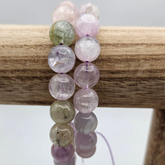 10mm Green And Purple Kunzite Bracelet.