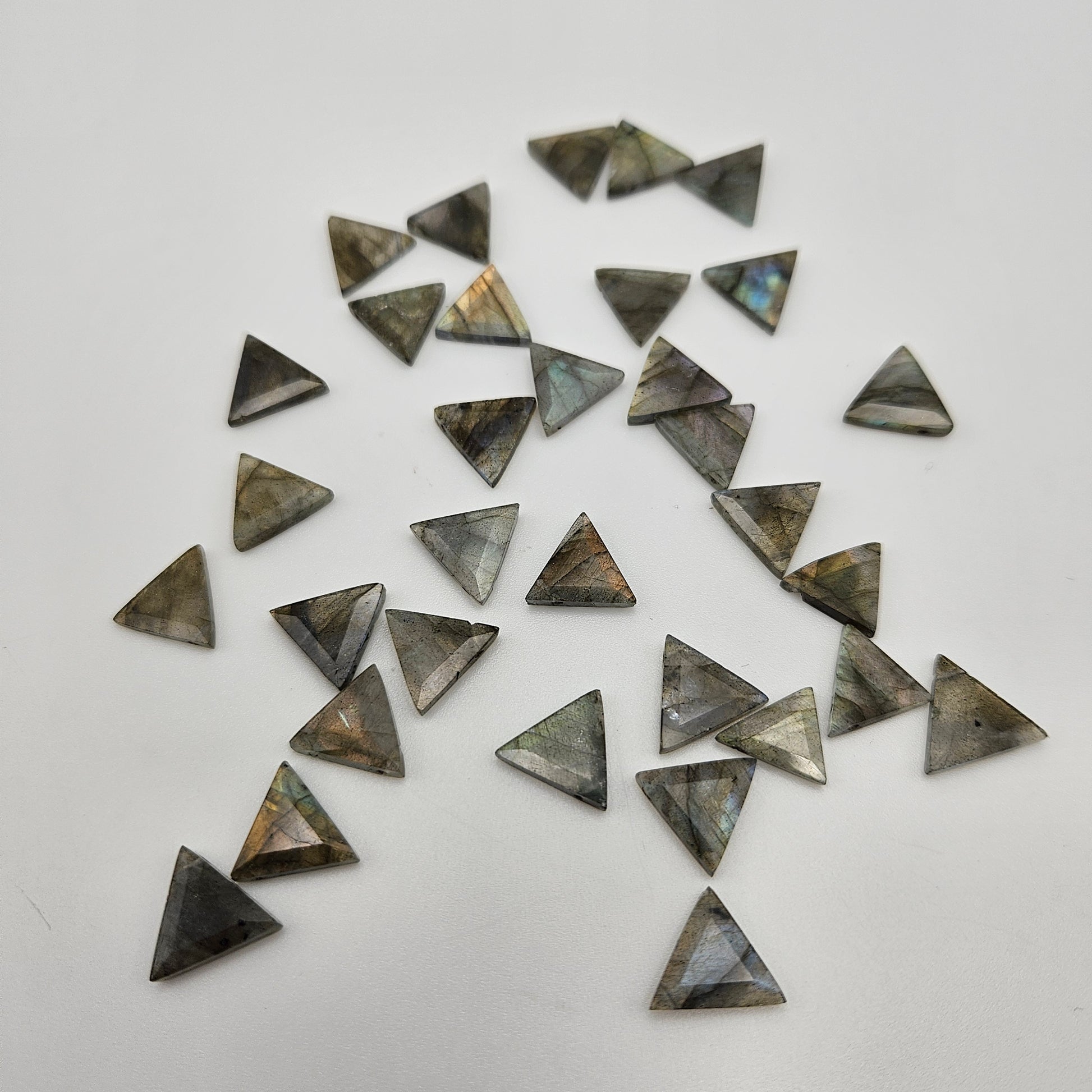 10mm Labradorite Triangle Faceted Top Drilled Single Bead.
