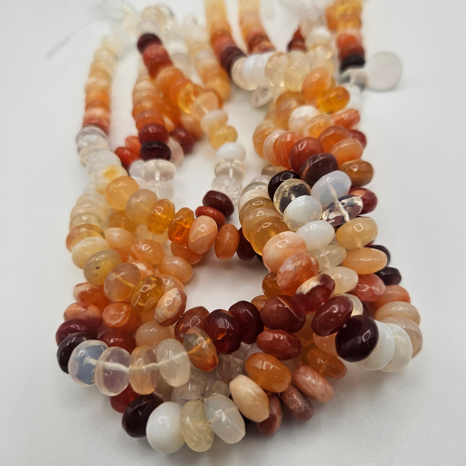 10mm Mexican Fire Opal Rondelle Bead Strand.