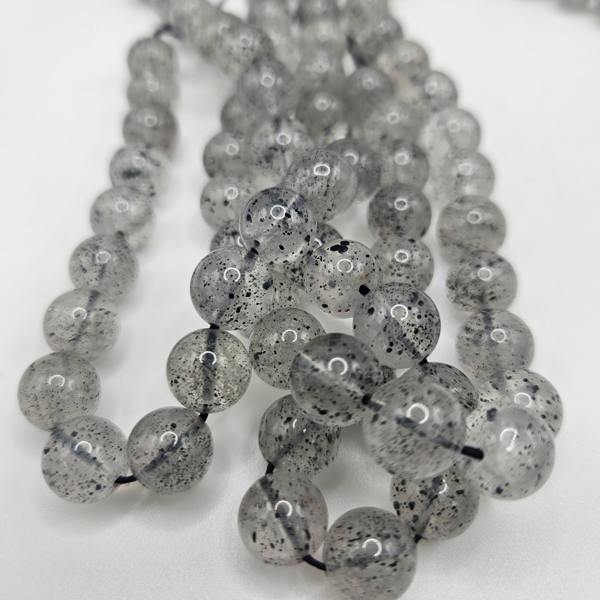 10mm Mica in Quartz Round Bead Strand.