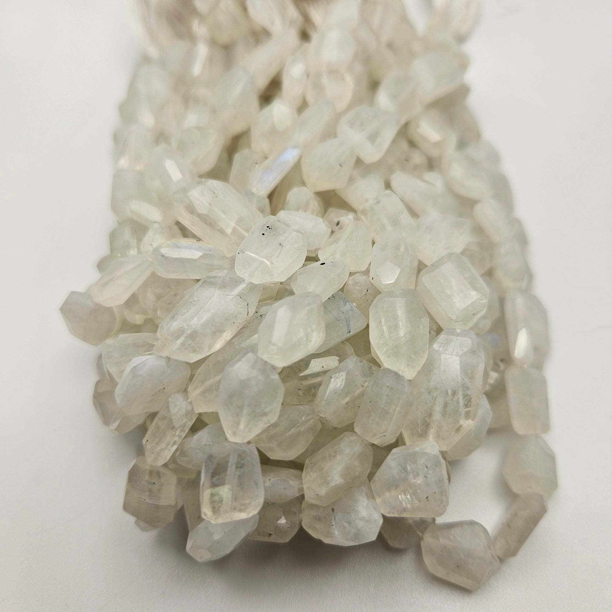 10mm Moonstone Square Faceted Bead Strand.