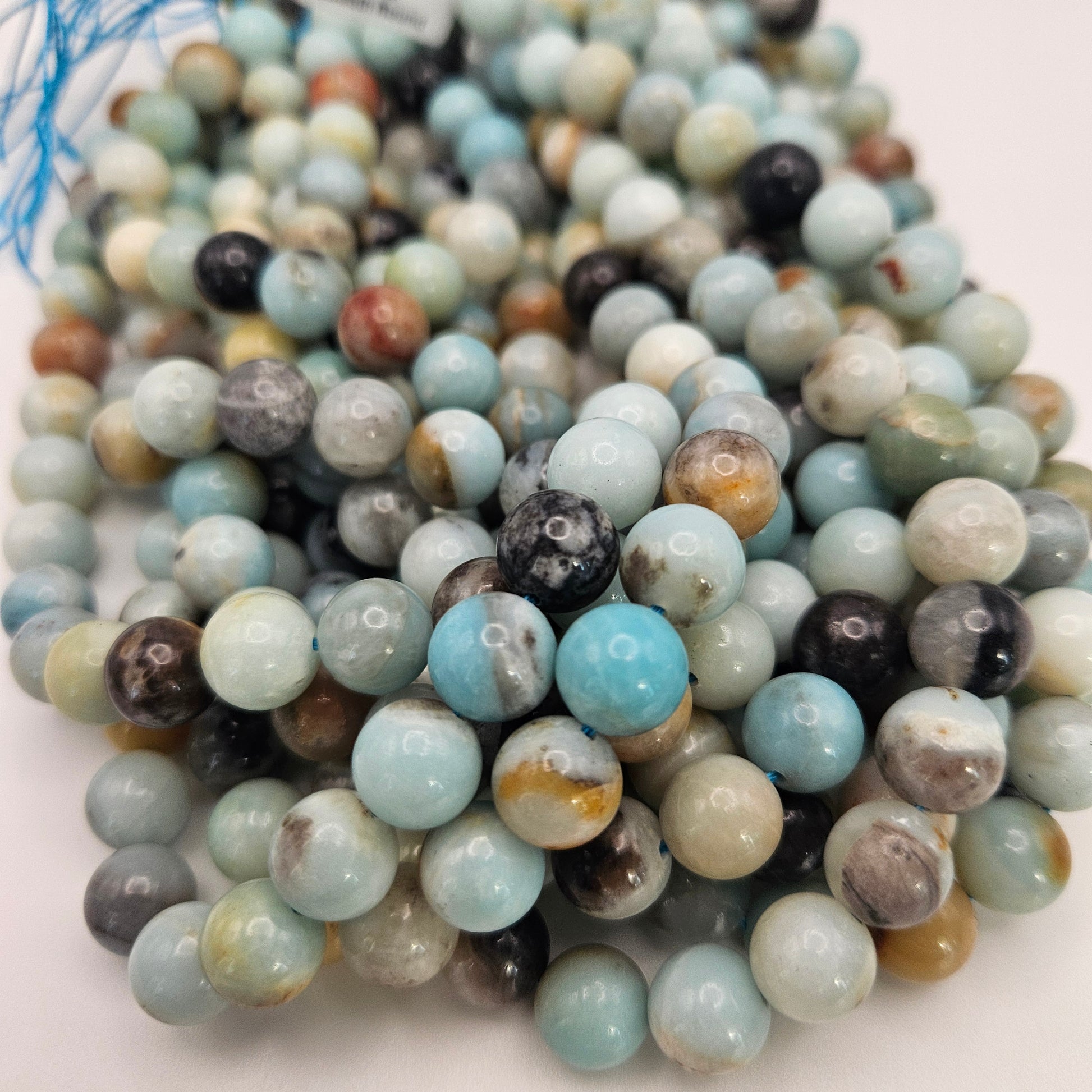 10mm Multi Colored Amazonite Round Bead Strand.