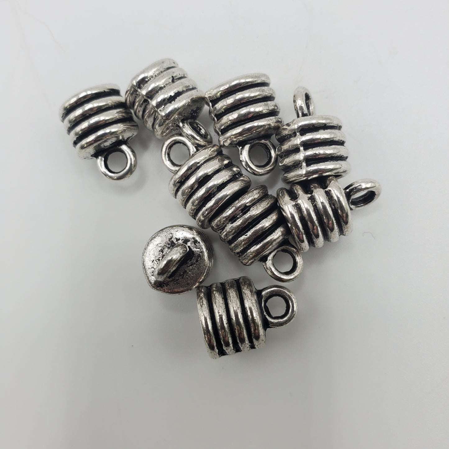 10mm Pewter Ringed Tube End Cap, 8mm inner.