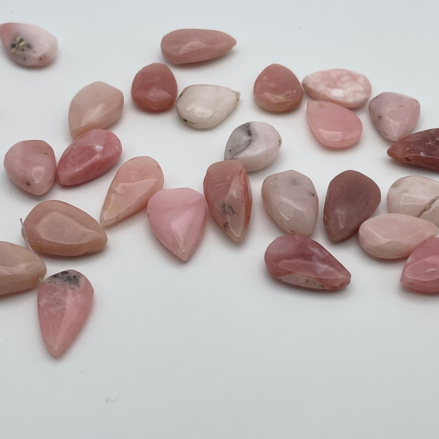 10mm Pink Opal Top Drill Tear Drop Smooth Single Bead.