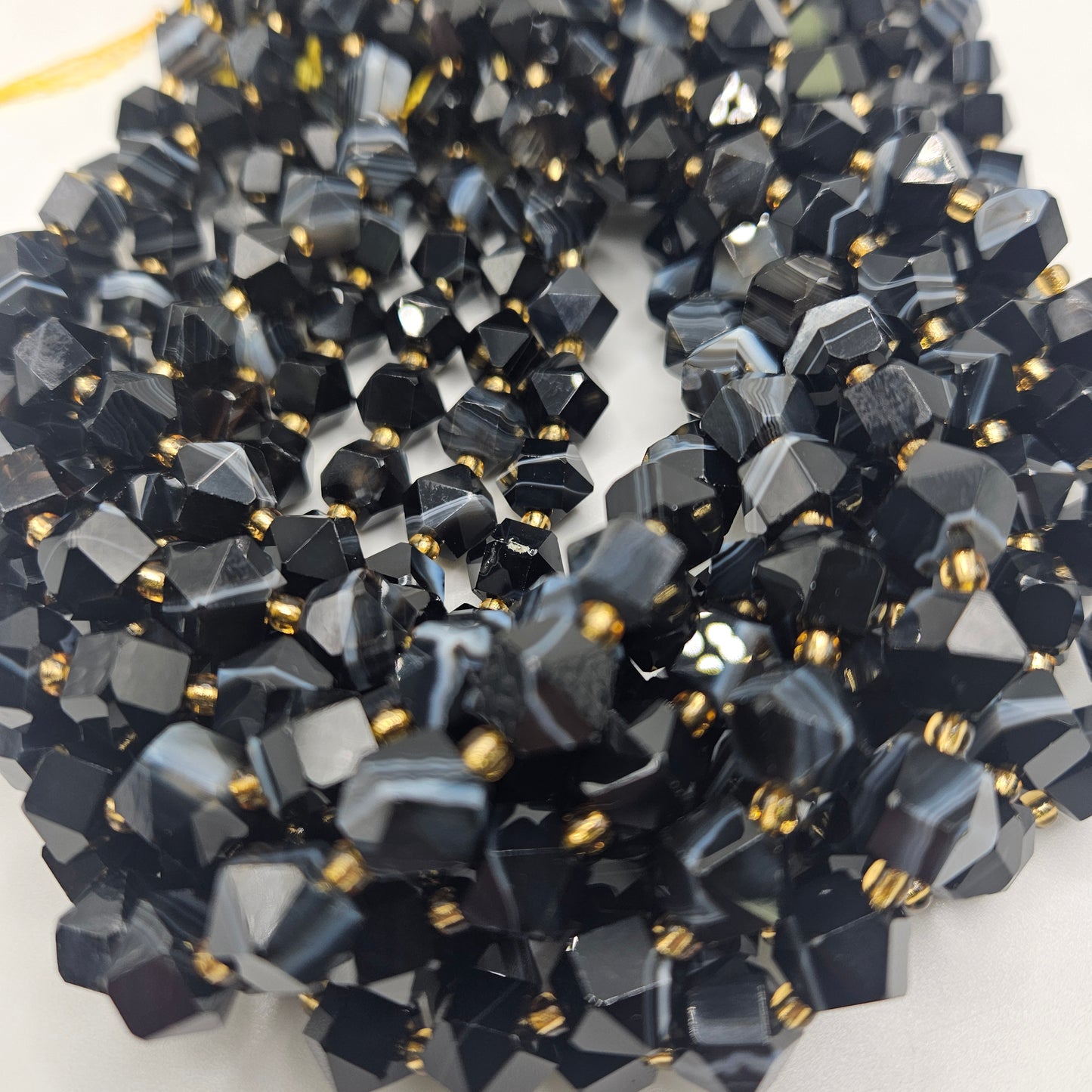 10mm Sardonyx Hexagon Faceted Bead Strand.