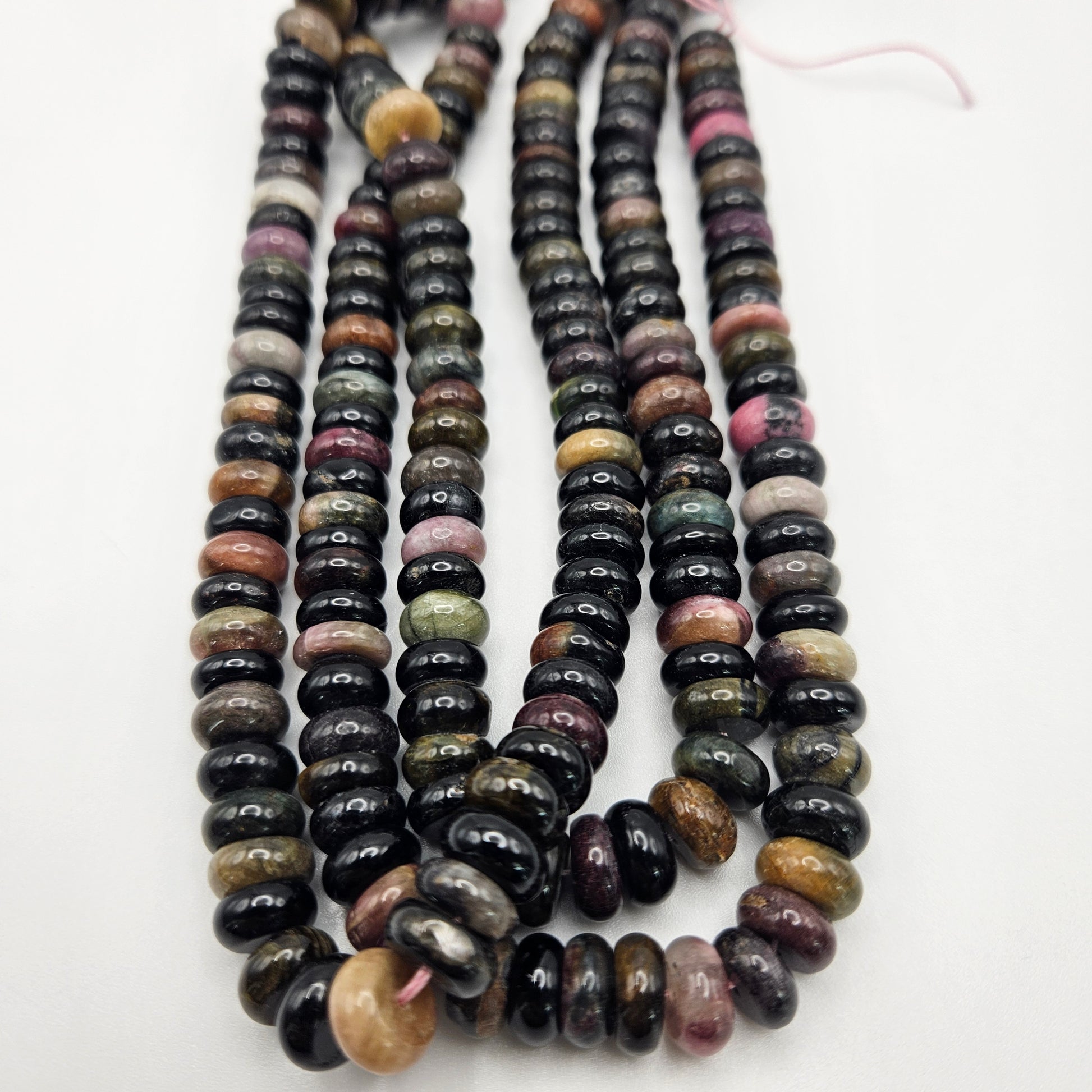 10mm Watermelon Tourmaline Rondelle Bead Strand.