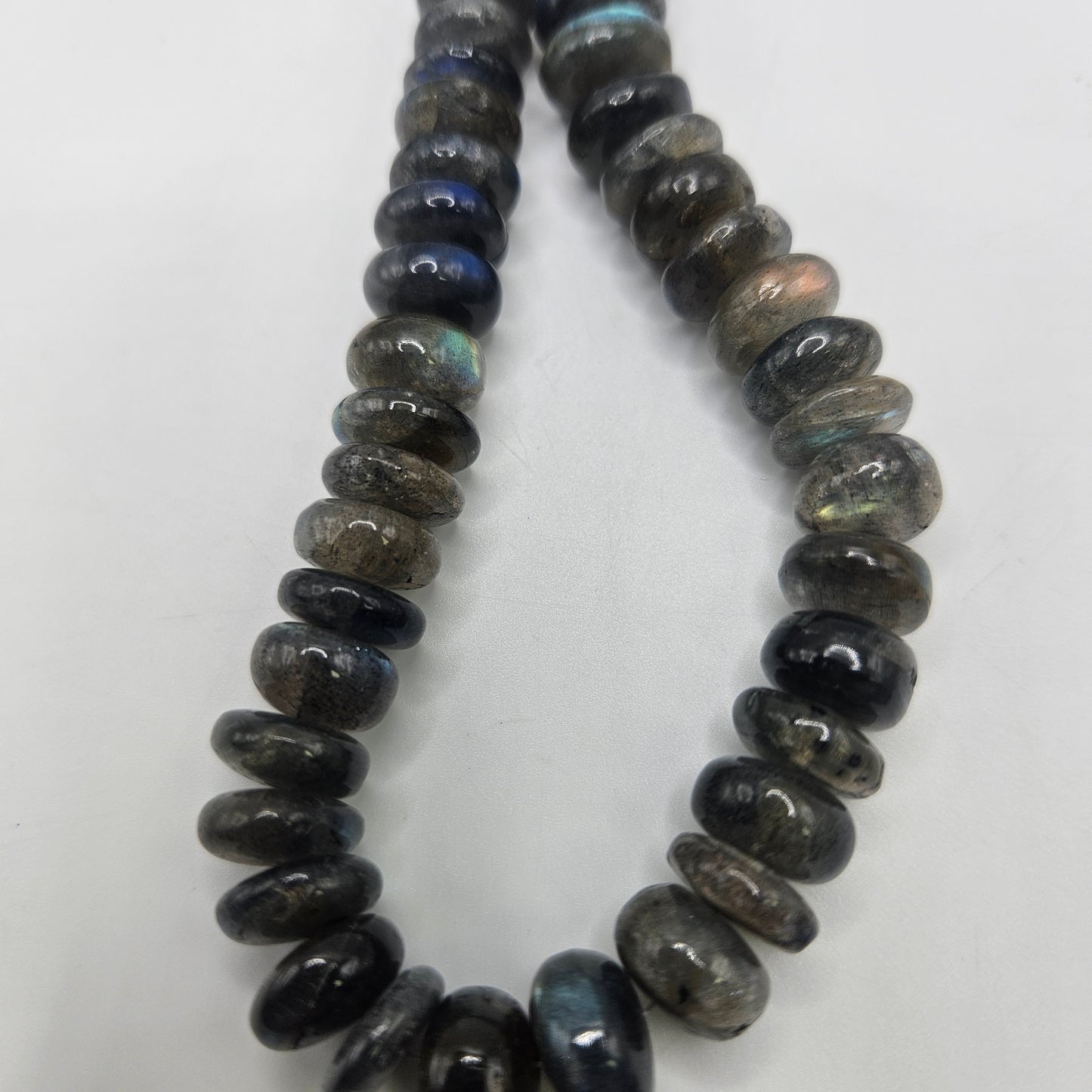 10mm labradorite rondelle smooth bead strand.