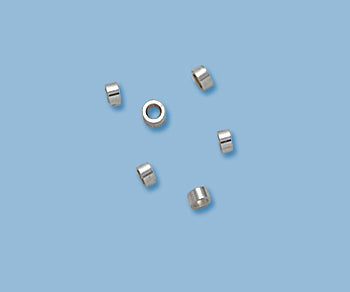 A collection of silver crimp beads of different sizes