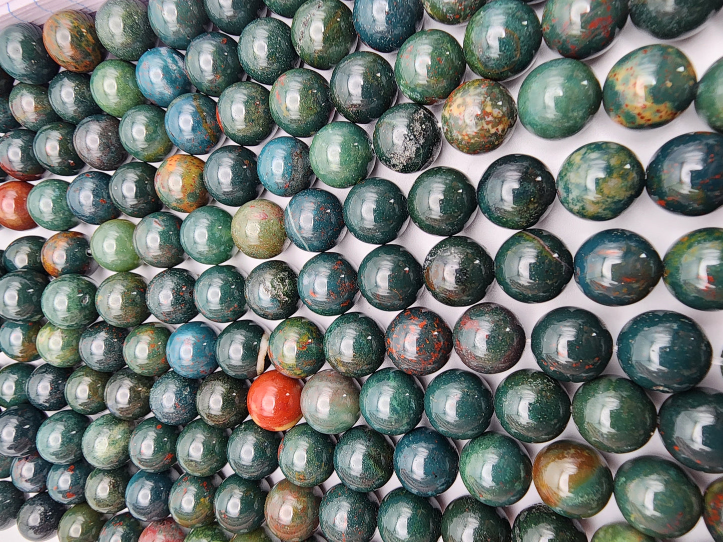 11mm Bloodstone Round Bead Strand.