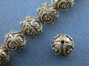 12 mm Medium size Sterling Silver Heart Bead with Heart Design Granulation.