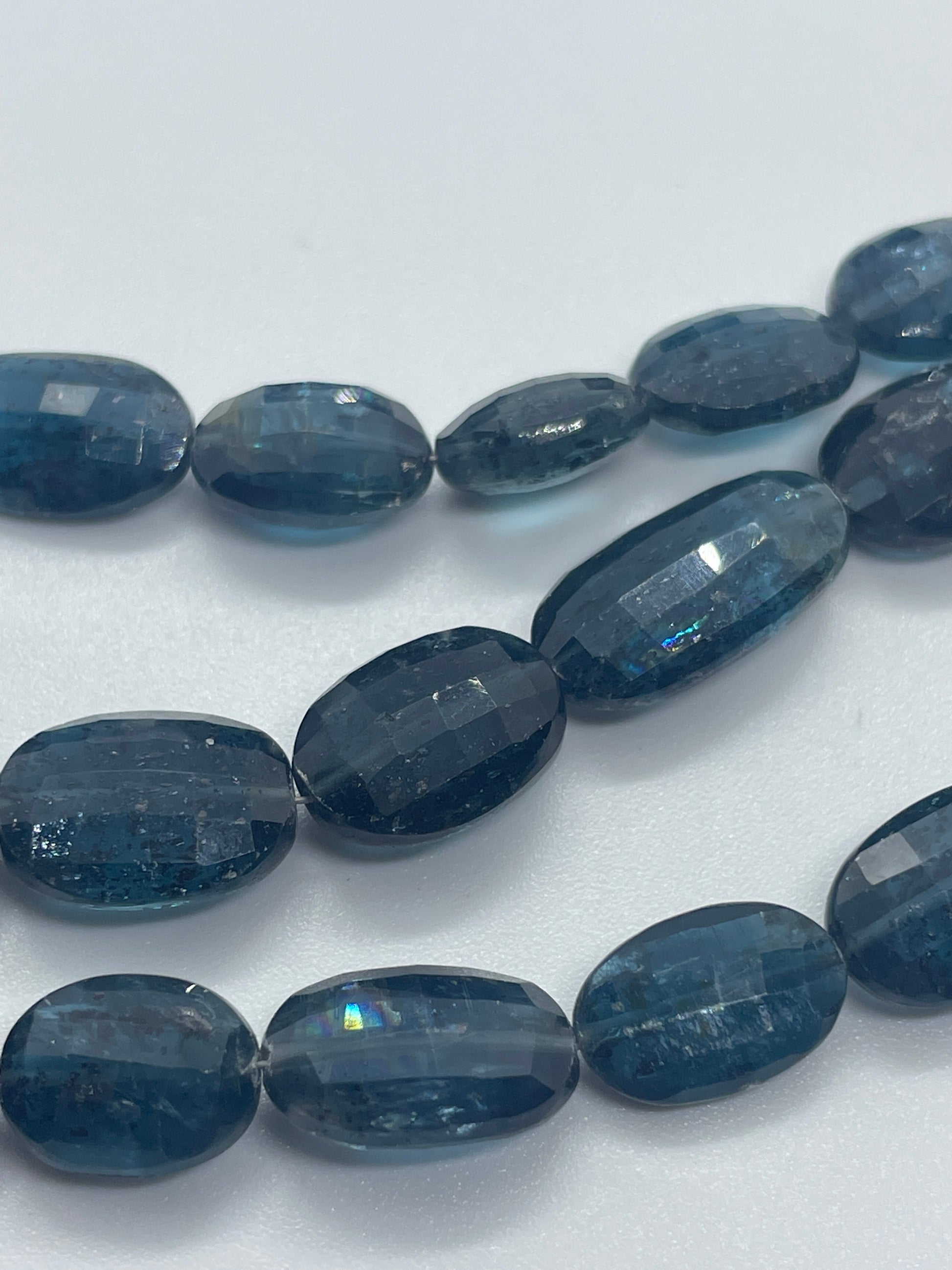 12 to 14mm Blue Kyanite Faceted Oval Bead Strand.