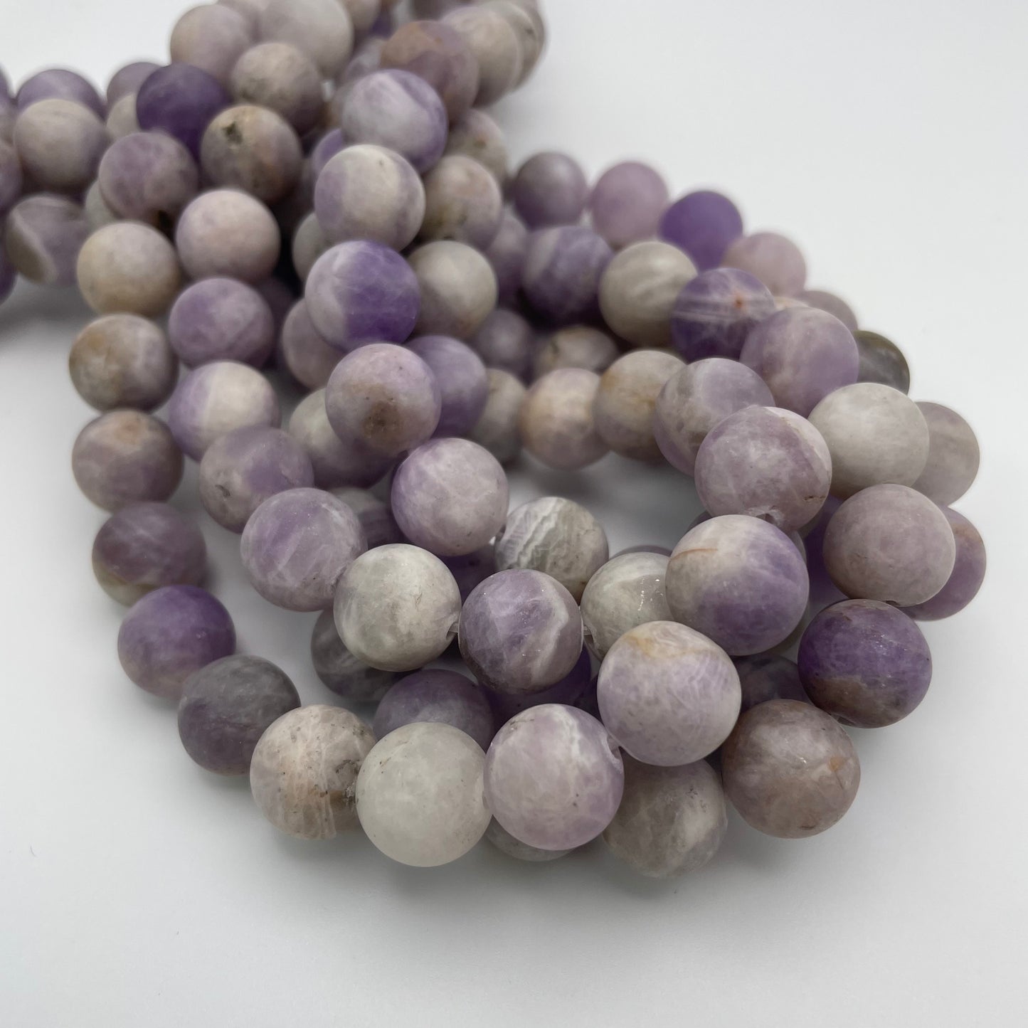 12mm Amethyst Matte Round Bead Strand.