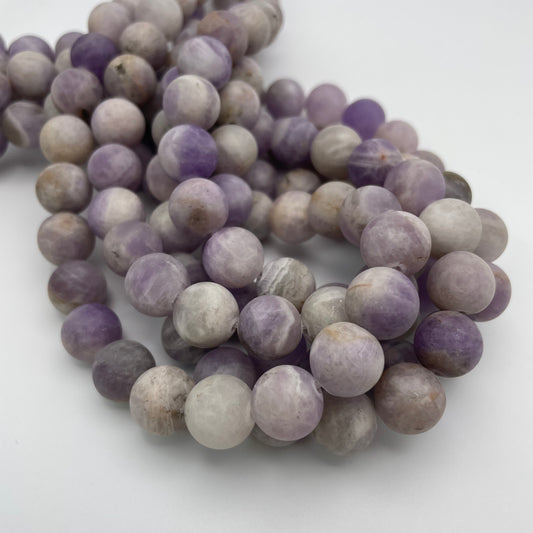 12mm Amethyst Matte Round Bead Strand.